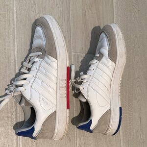 Adidas Men's White, Gray, and Blue Sneakers